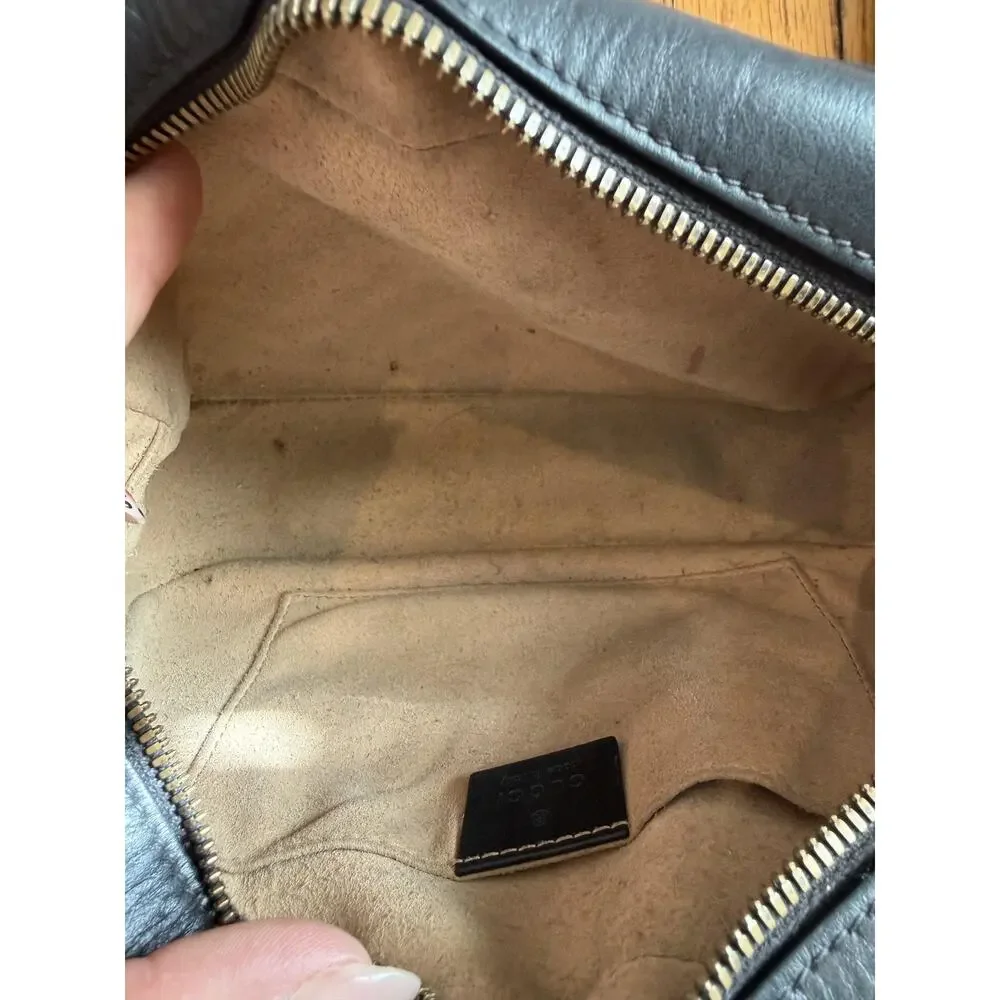 Gucci Crossbody Bag Womens Small Black Leather GG Marmont Camera Made In Italy - Picture 10 of 16